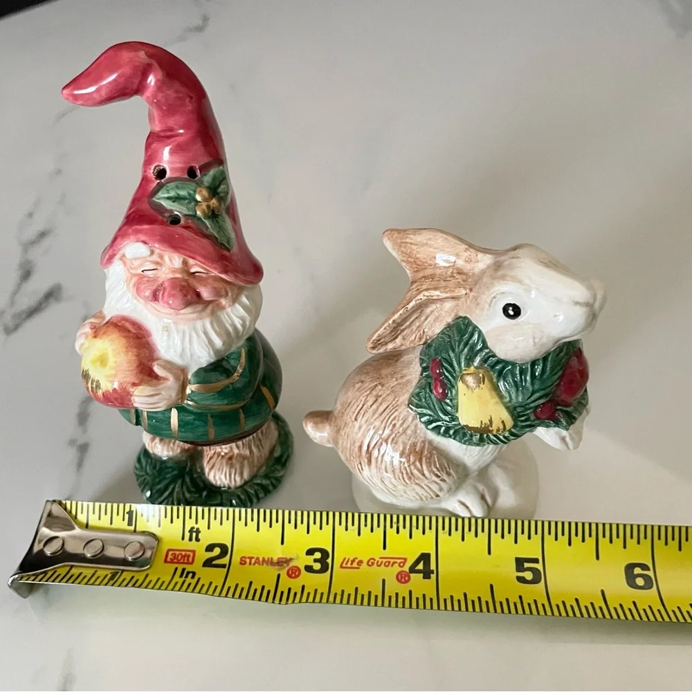 Gnome & Bunny Rabbit Salt & Pepper Shakers by Fitz & Floyd